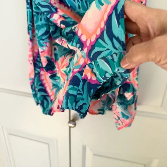 Lilly Pulitzer Sleeveless Pink and Blue Floral Romper - Picture 5 of 14